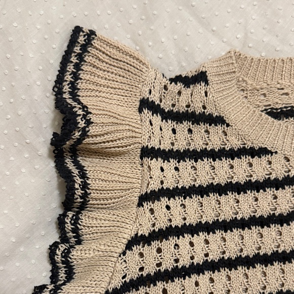 Striped Ruffle Sleeve Sweater - Picture 2 of 5